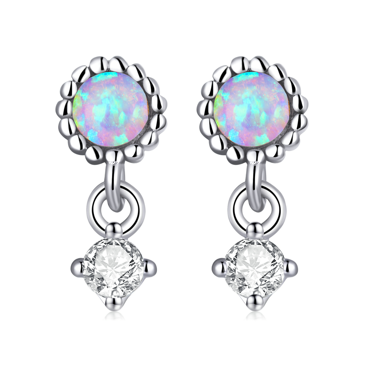 boucles d'oreilles pendantes en opale de style pandora sce1382