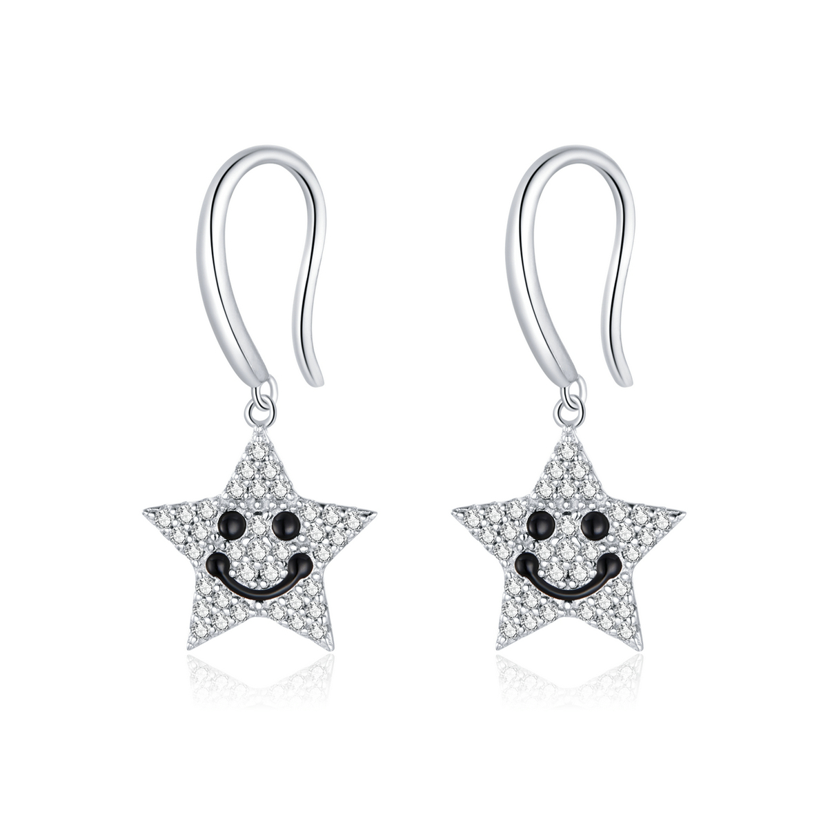 boucles d'oreilles pendantes pandora style smile star sce946