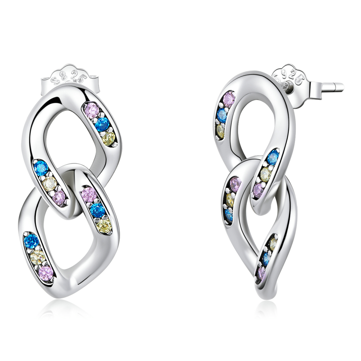 boucles d'oreilles pendantes à double chaîne de style pandora sce1377
