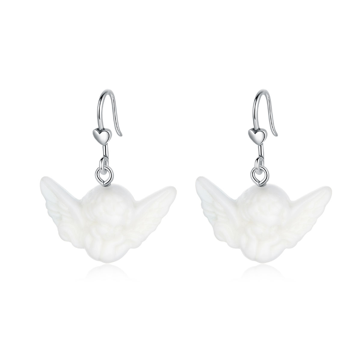 boucles d'oreilles suspendues de style pandora avec un petit ange sce944