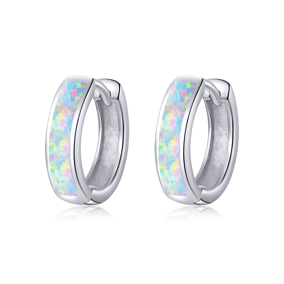 boucles d'oreilles créoles simples en style pandora avec opale sce861