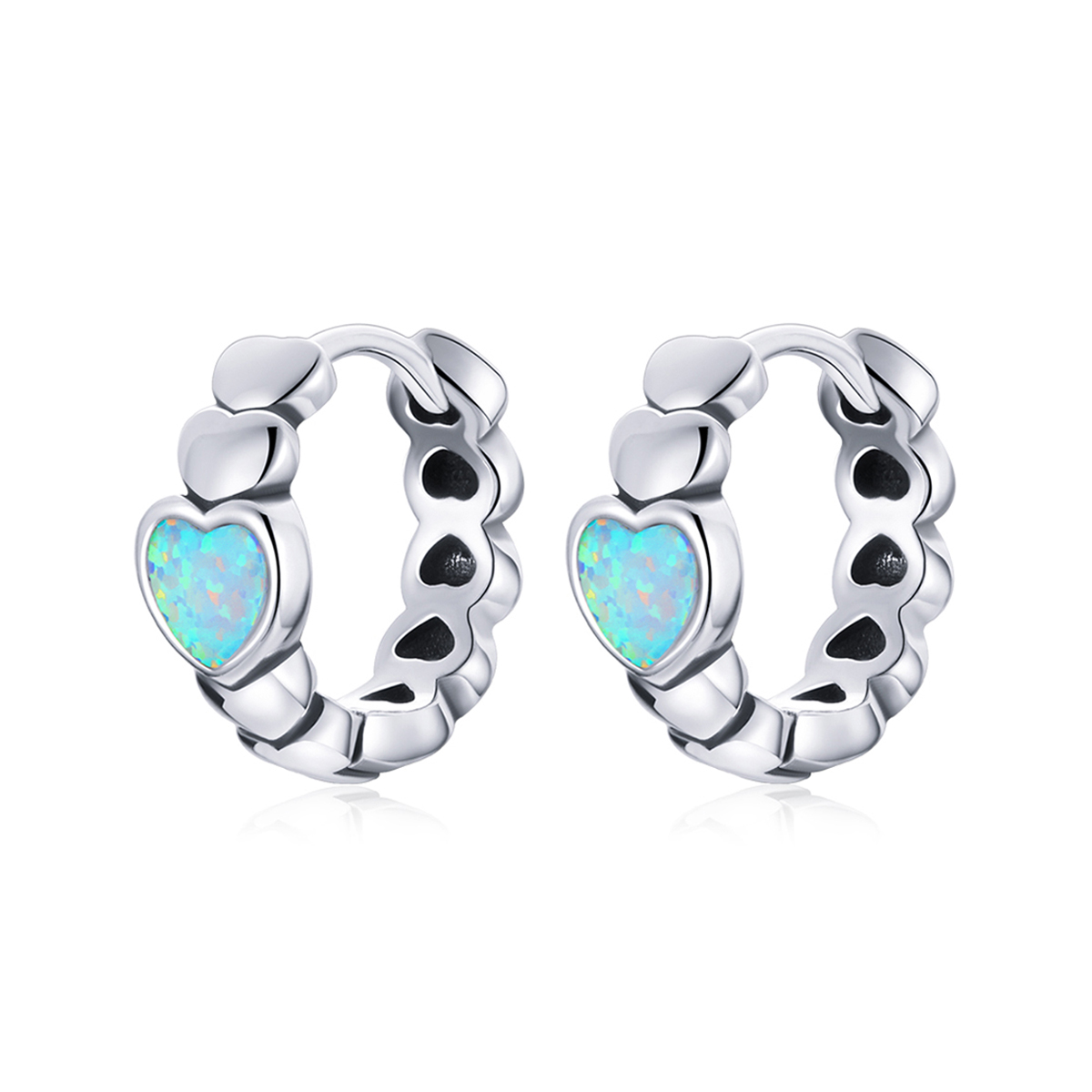 boucles d'oreilles créoles style pandora avec arc en ciel sce1137