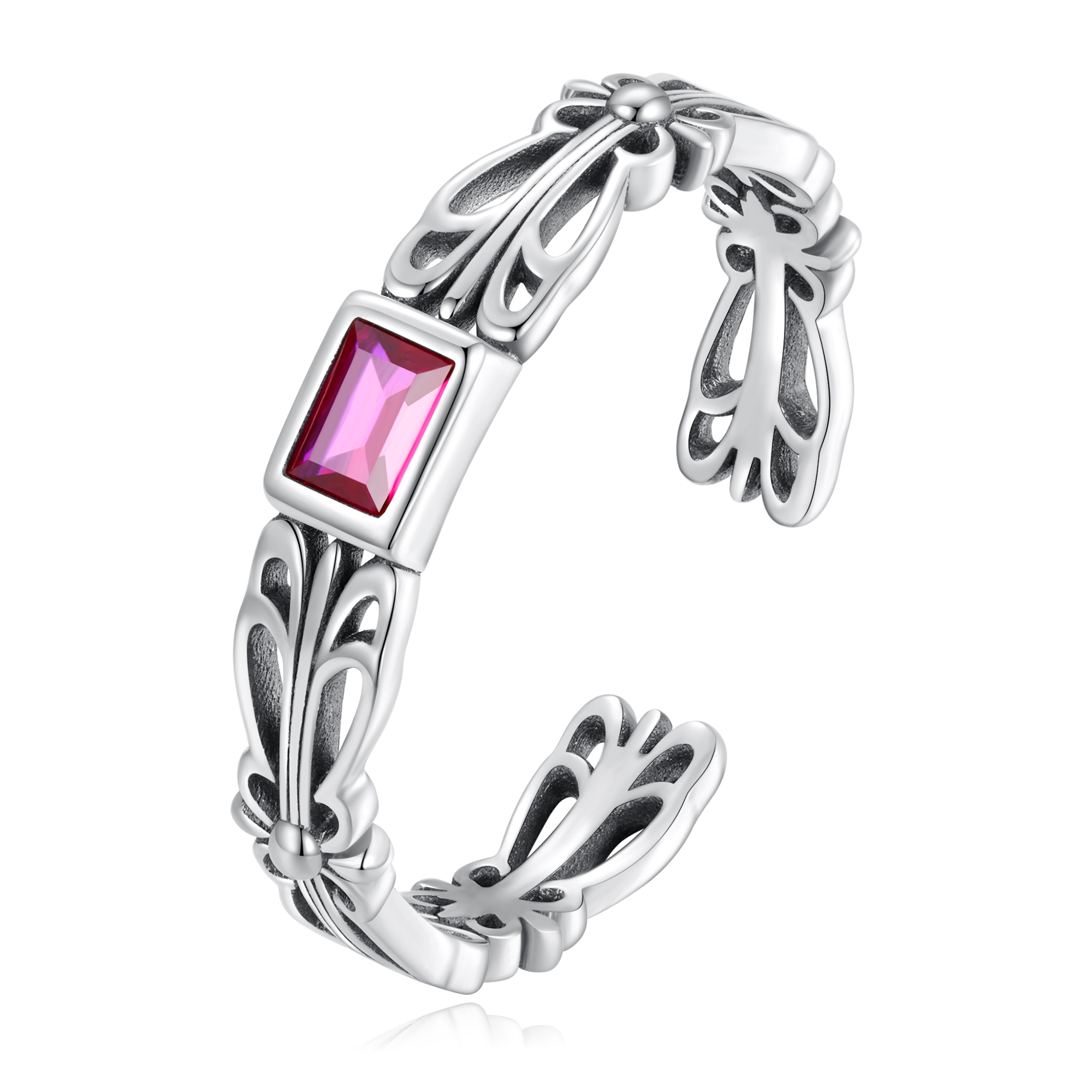 bague ouverte de style pandora avec motif rétro scr880