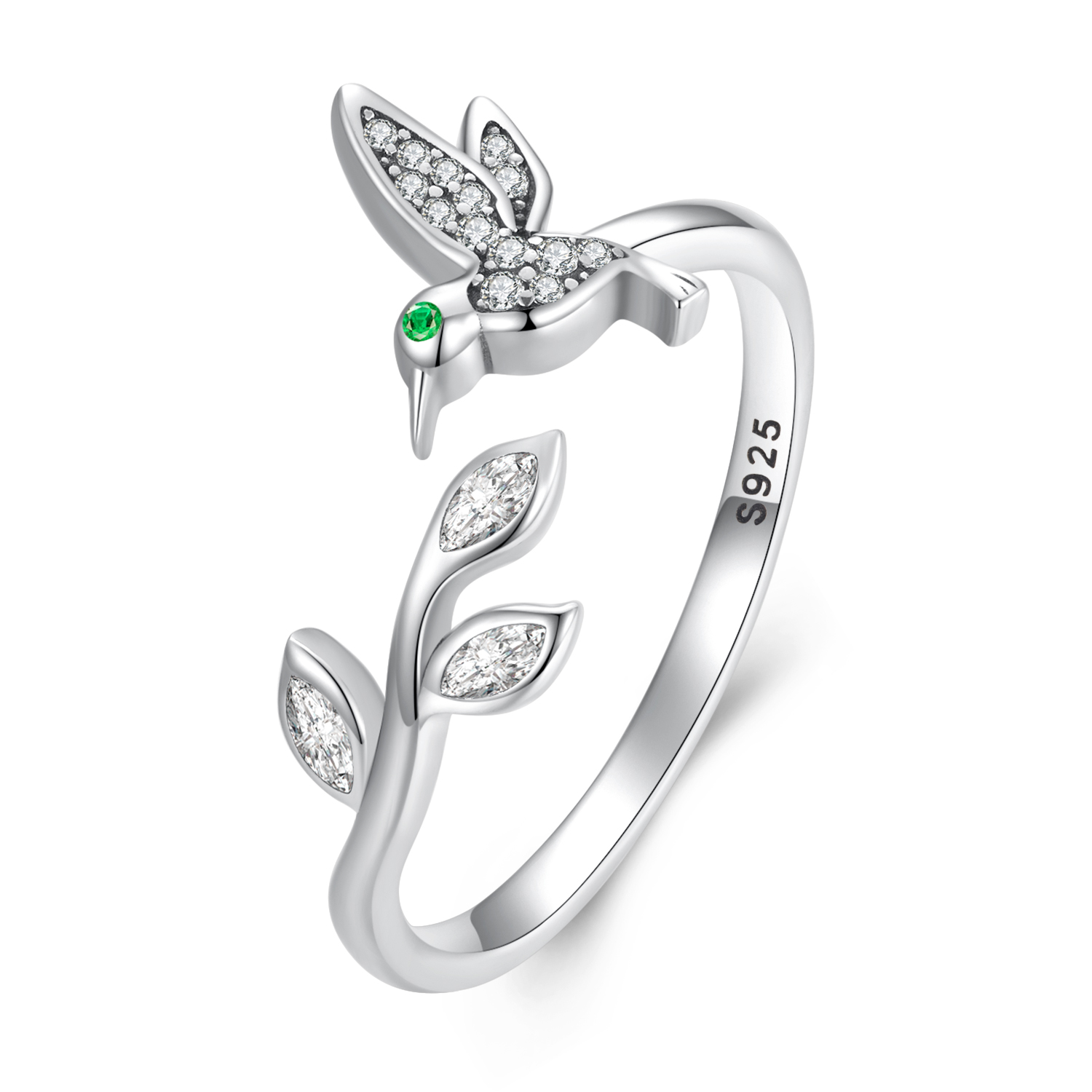 bague ouverte style pandora avec colibri scr871