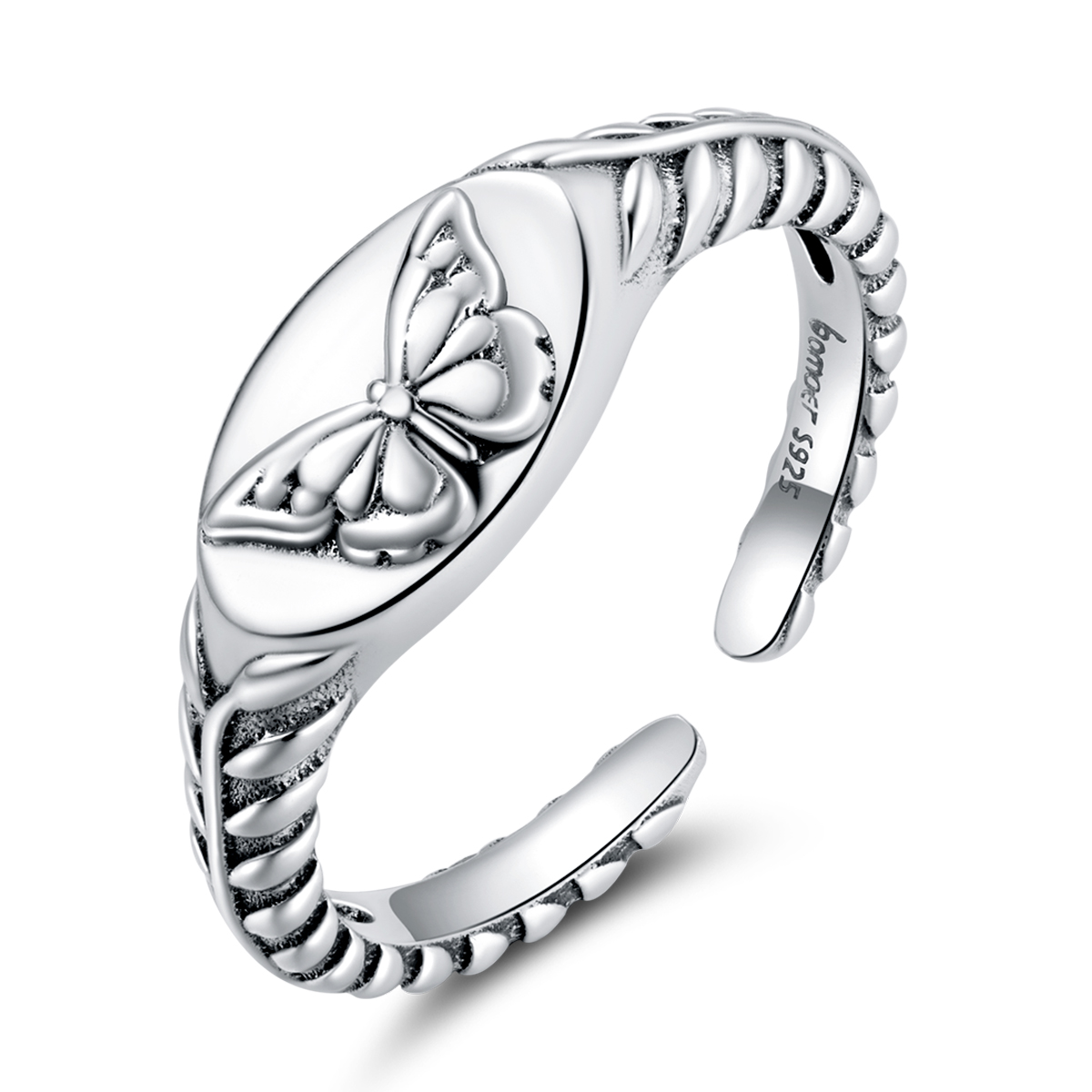 style pandora bague ouverte papillon rétro bsr200