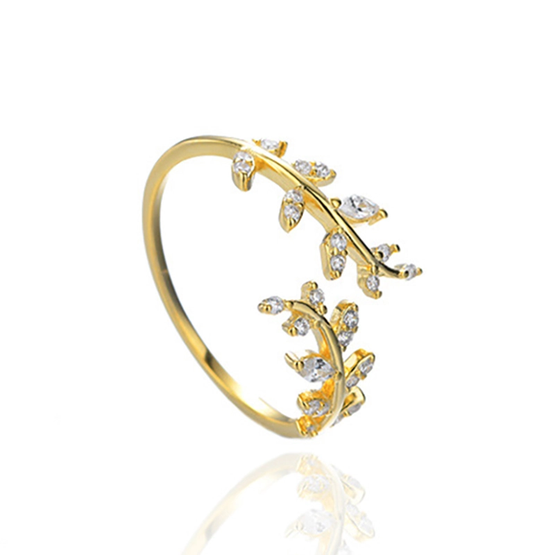 (image pour) Bague ouverte délicate en style Pandora avec des feuilles - BSR241-B - Afficher 2