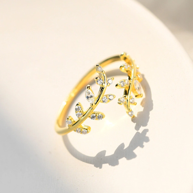 (image pour) Bague ouverte délicate en style Pandora avec des feuilles - BSR241-B - Afficher 3