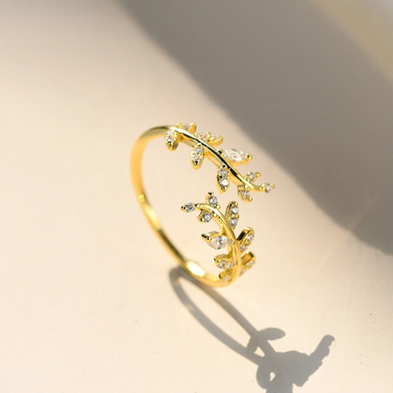 (image pour) Bague ouverte délicate en style Pandora avec des feuilles - BSR241-B - Afficher 4