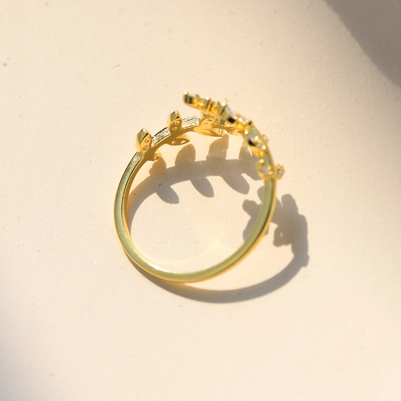 (image pour) Bague ouverte délicate en style Pandora avec des feuilles - BSR241-B - Afficher 5