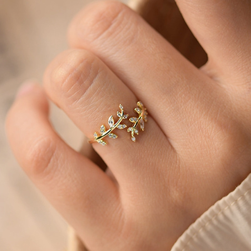 (image pour) Bague ouverte délicate en style Pandora avec des feuilles - BSR241-B - Afficher 6