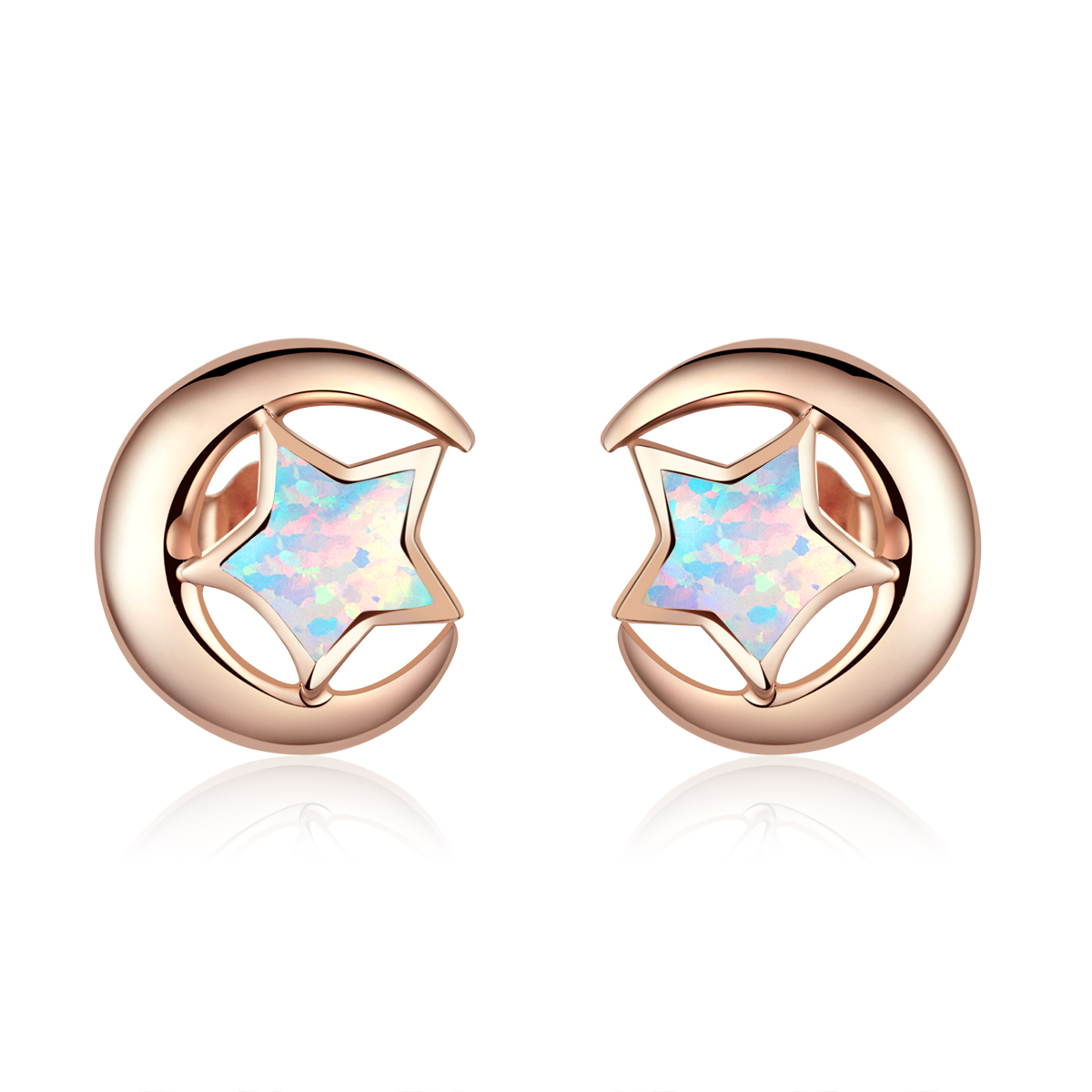 boucles d'oreilles clous en opale style pandora sce816 c