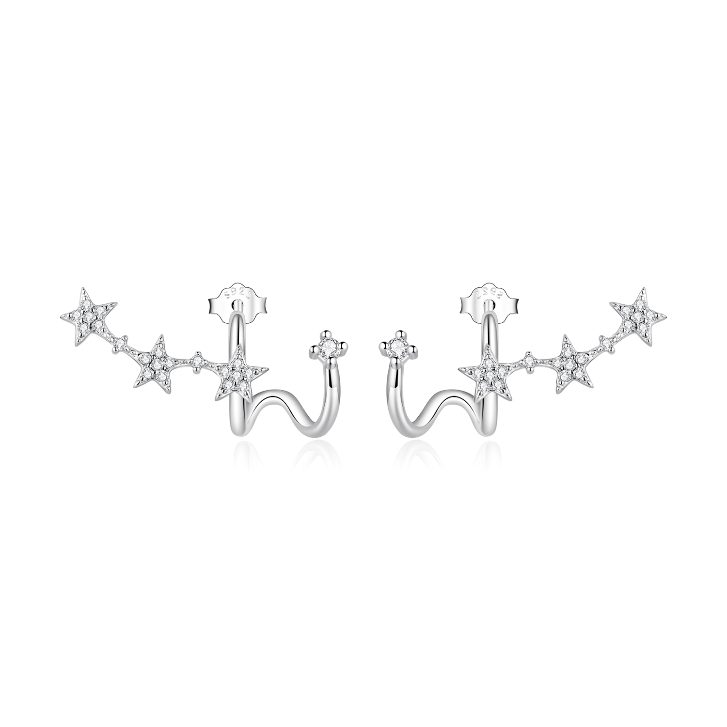 boucles d'oreilles à clous style pandora avec étoile bse700