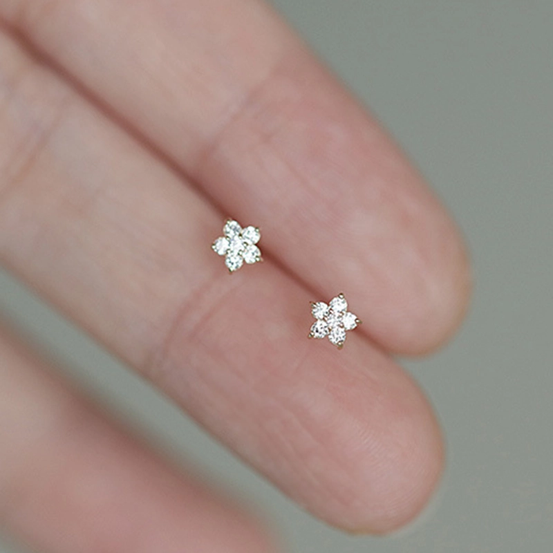 (image pour) Boucles d'oreilles à mini fleur style Pandora - BSE598-B - Afficher 3
