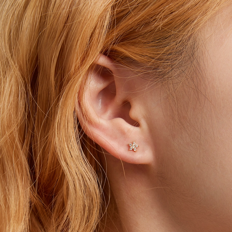 (image pour) Boucles d'oreilles à mini fleur style Pandora - BSE598-B - Afficher 6