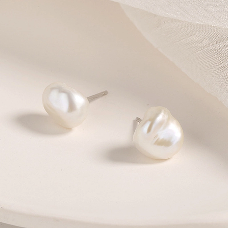 (image pour) Boucles d'oreilles clous de style baroque en perle de culture - BSE604 - Afficher 3