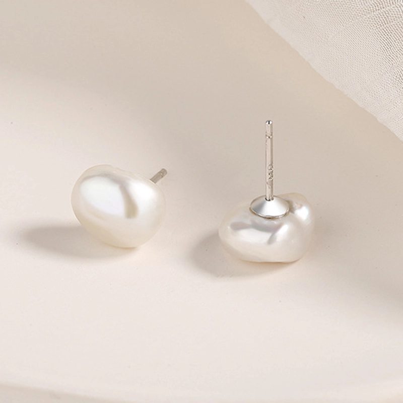 (image pour) Boucles d'oreilles clous de style baroque en perle de culture - BSE604 - Afficher 4