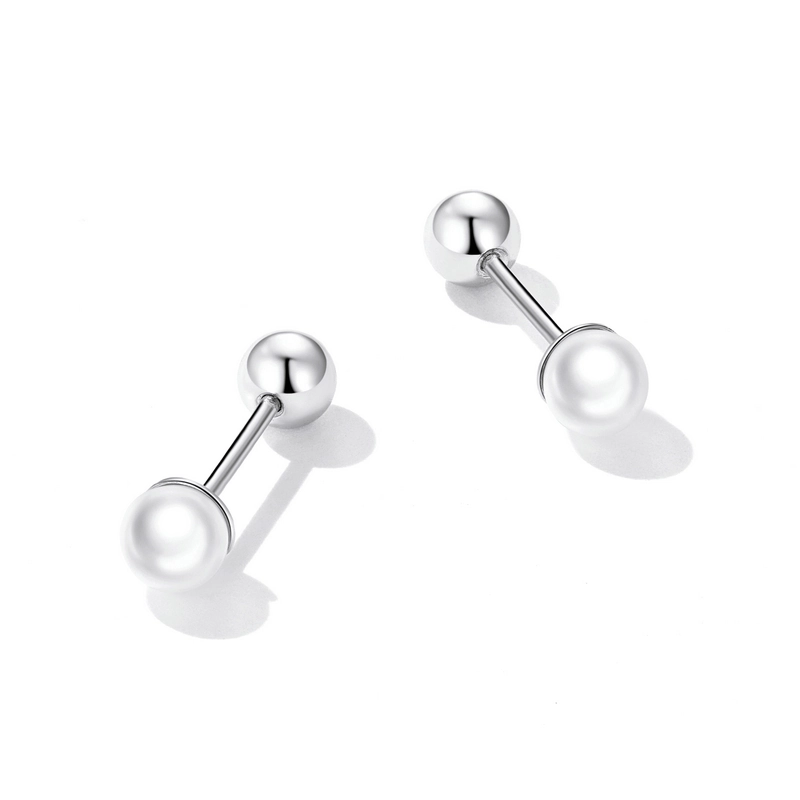 (image pour) Boucles d'oreilles clous de style Pandora en perle - BSE630-AL - Afficher 4