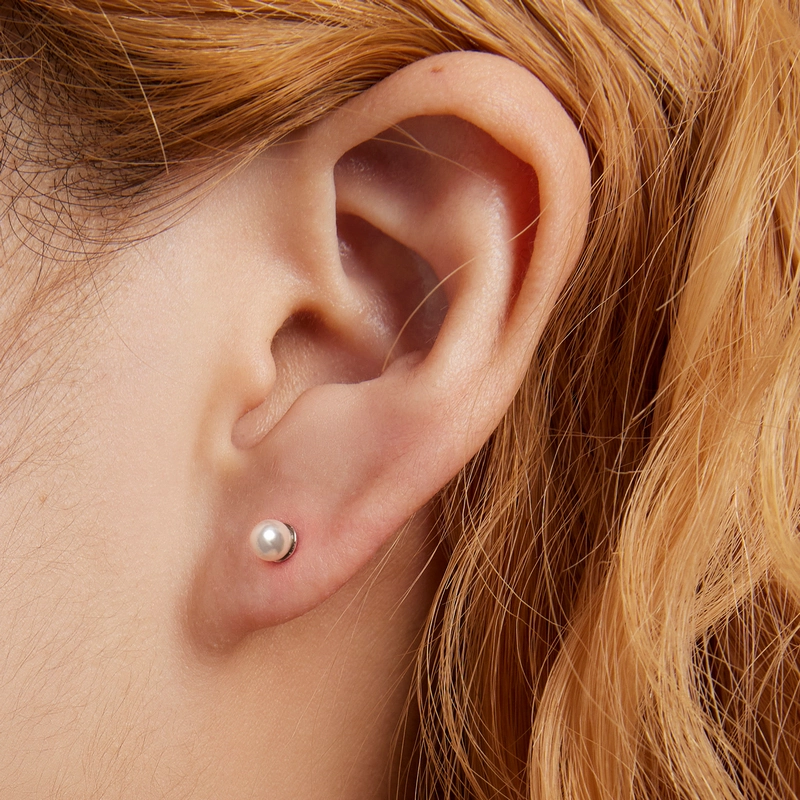 (image pour) Boucles d'oreilles clous de style Pandora en perle - BSE630-AL - Afficher 5