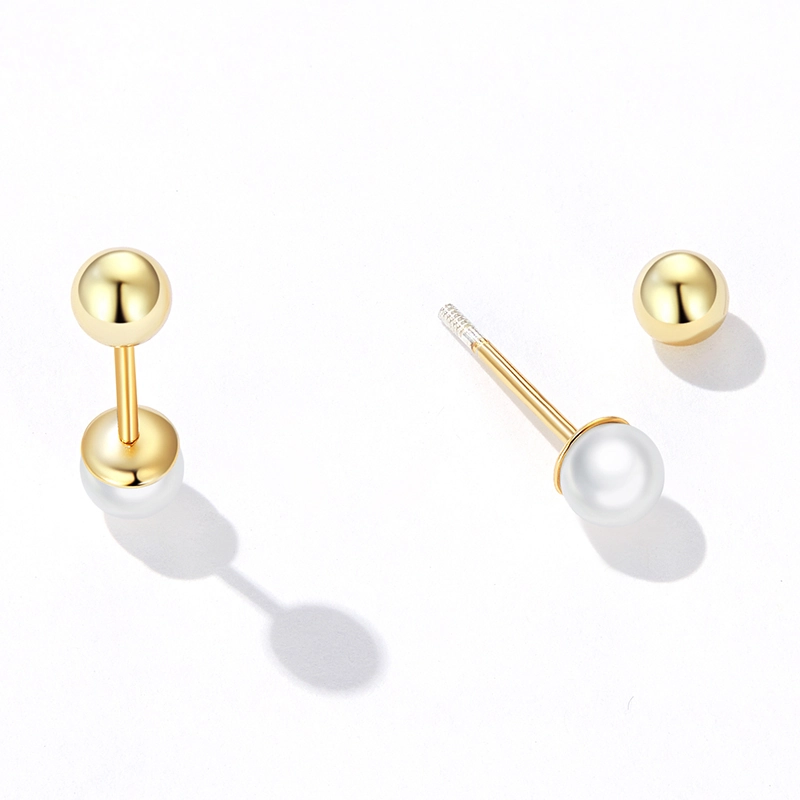 (image pour) Boucles d'oreilles clous style Pandora avec perle - BSE630-BL - Afficher 3