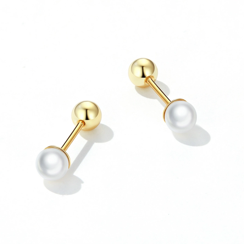 (image pour) Boucles d'oreilles clous style Pandora avec perle - BSE630-BL - Afficher 4