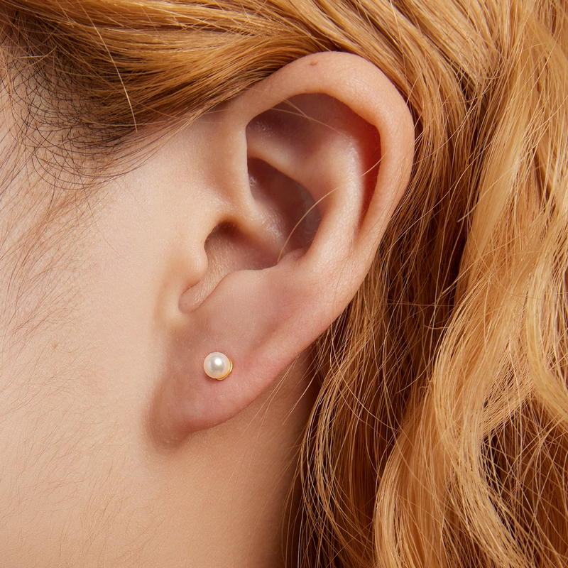 (image pour) Boucles d'oreilles clous style Pandora avec perle - BSE630-BL - Afficher 5