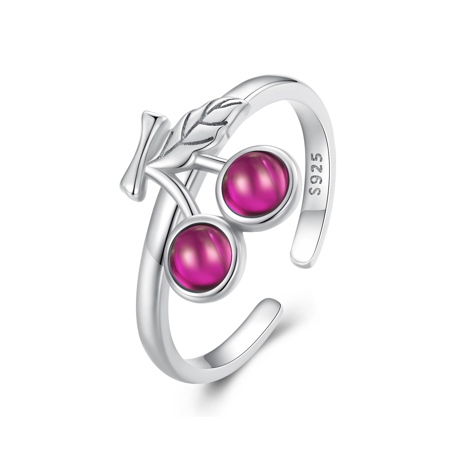 bague ouverte de style pandora avec cerise scr936