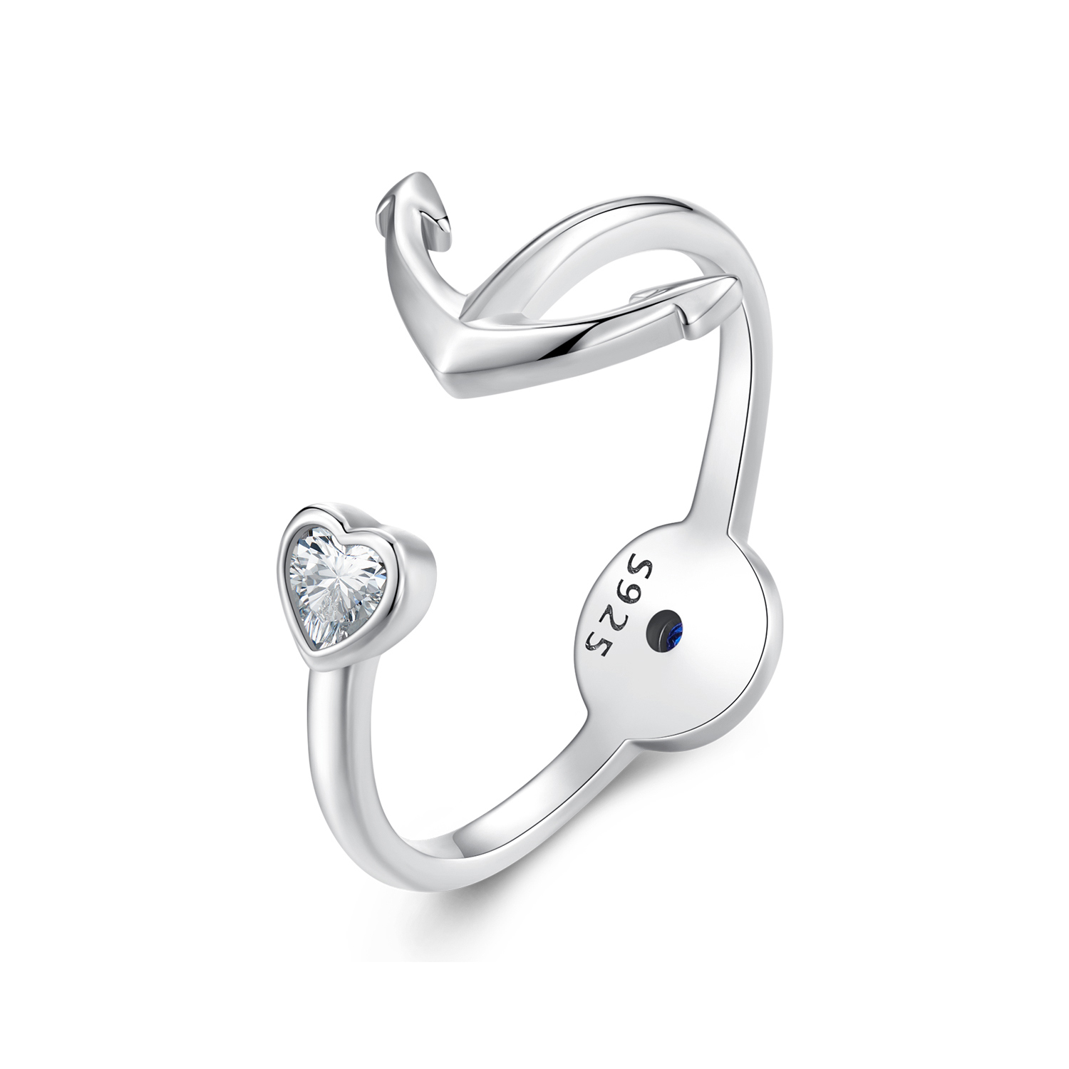 bague ouverte style pandora avec ancre et compas scr935