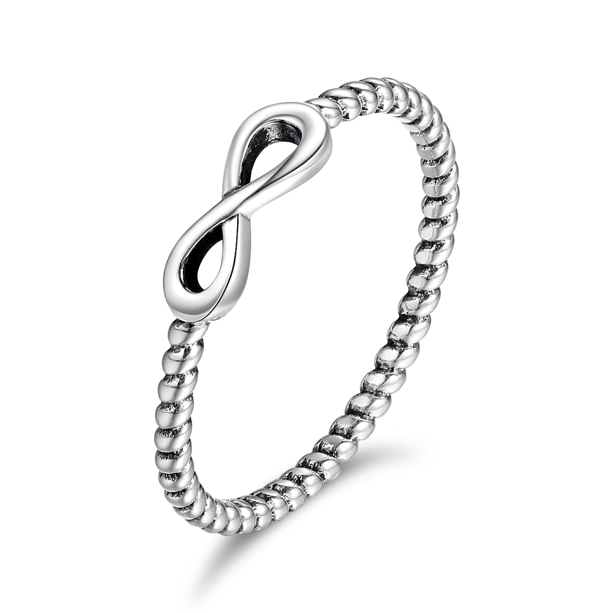 bague en argent de style pandora avec un symbole d'infini scr094