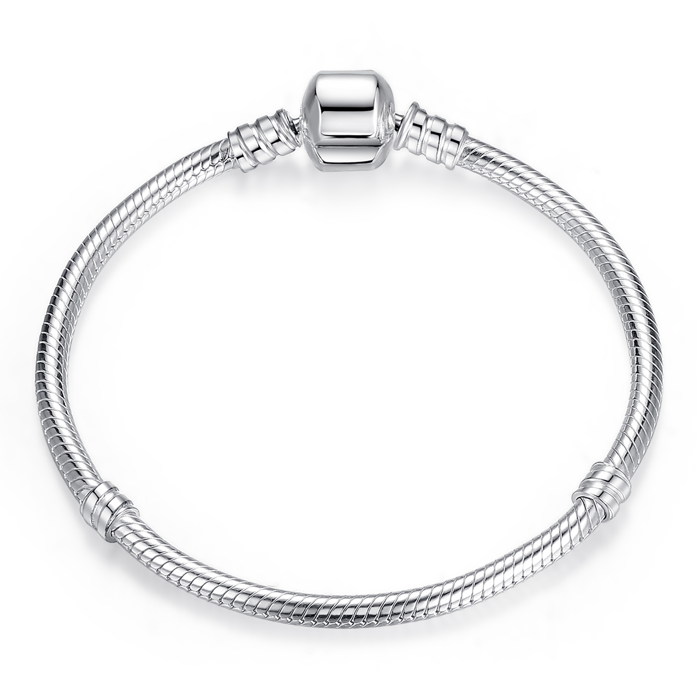 bracelet chaîne argenté à breloques style pandora avec adorable chat pas902