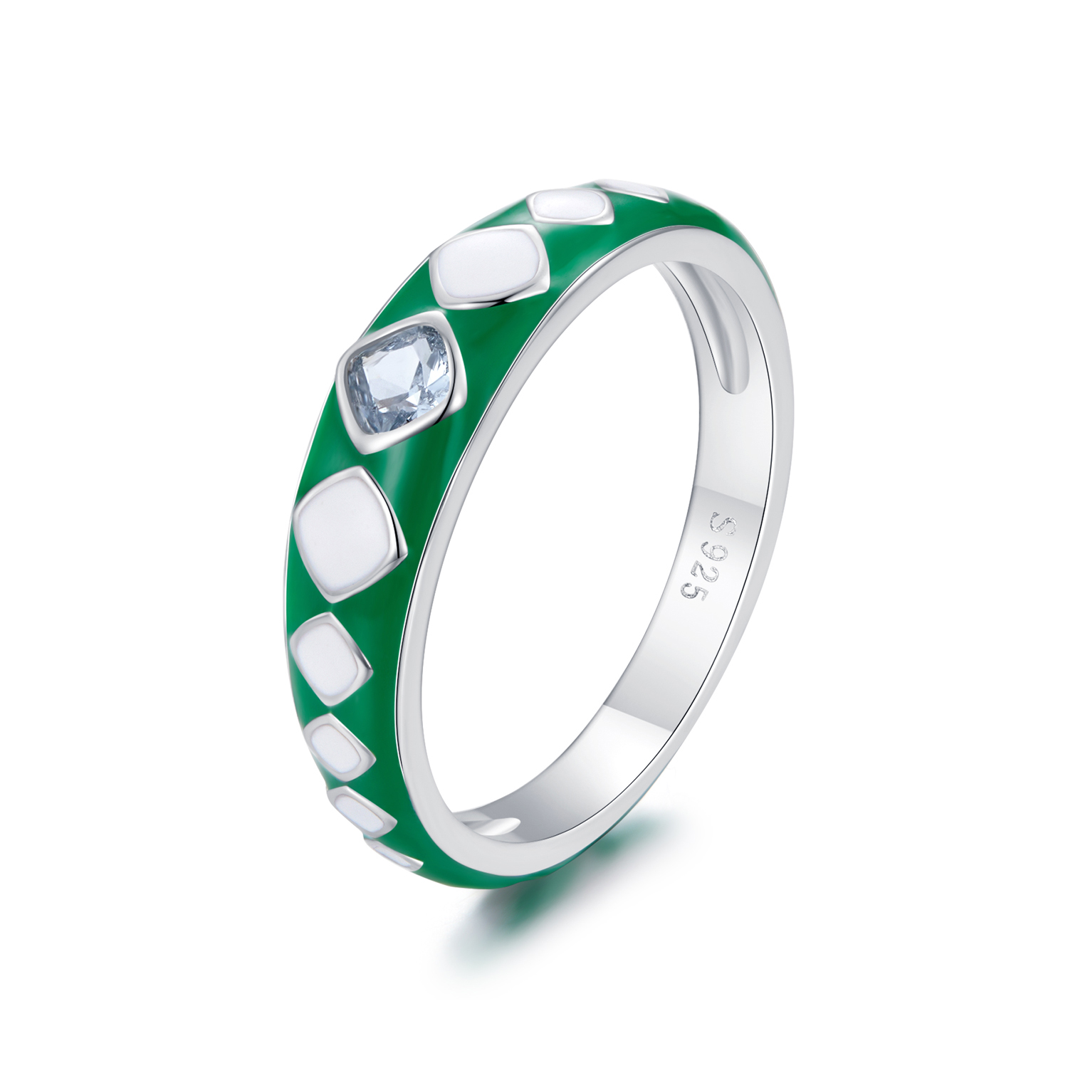 bague de style pandora avec motif de diamant scr942