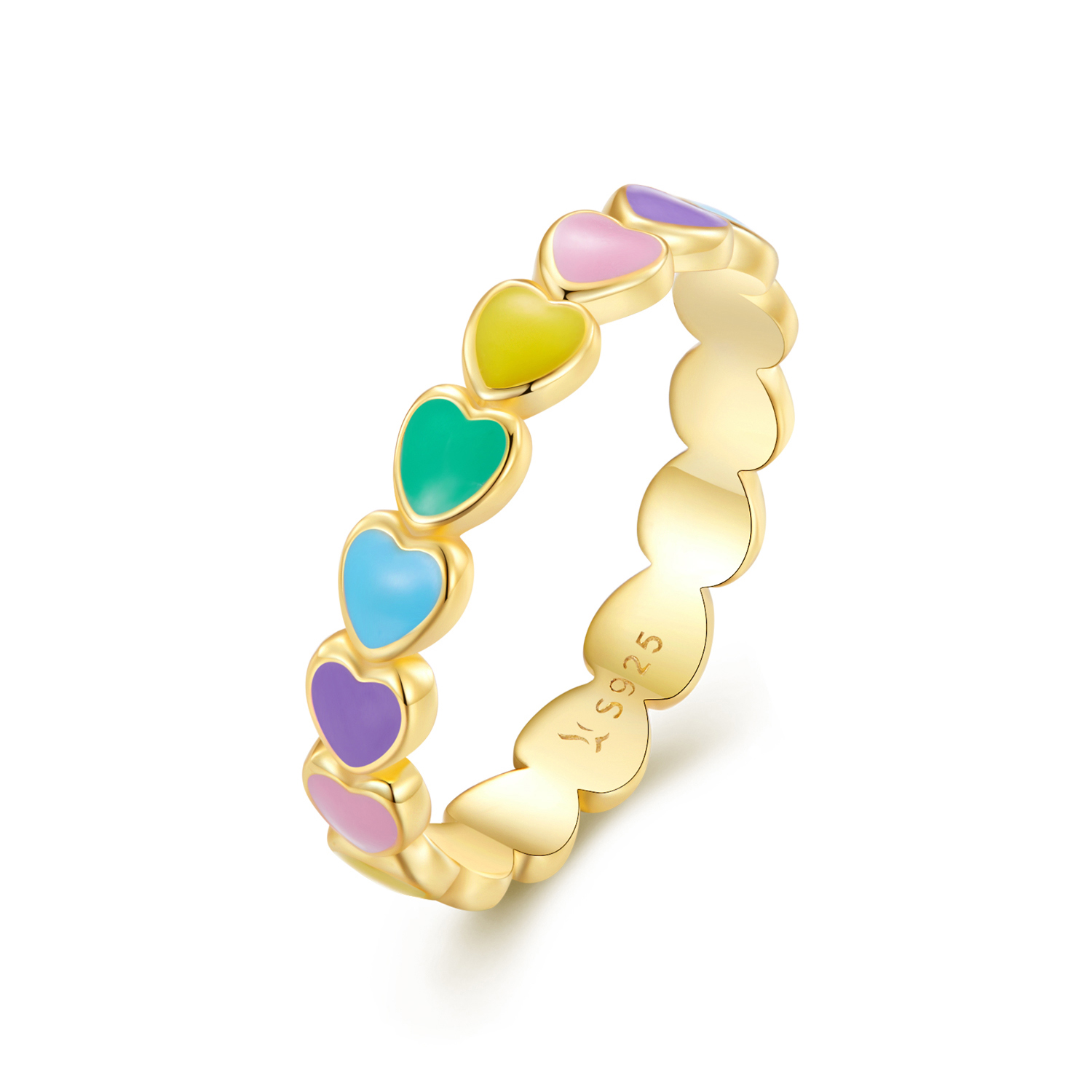 bague en style pandora avec cœur arc en ciel scr444 b