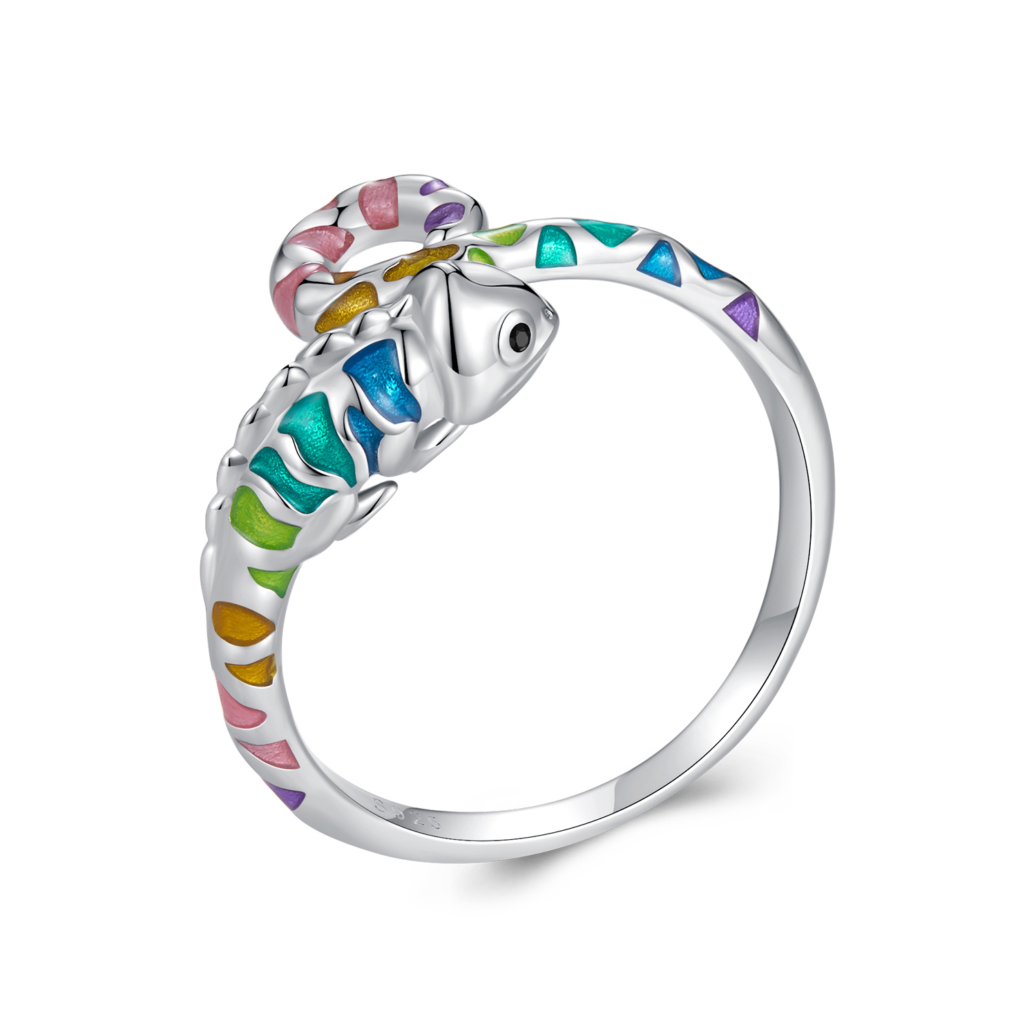 bague ouverte de style pandora avec caméléon bsr475 e