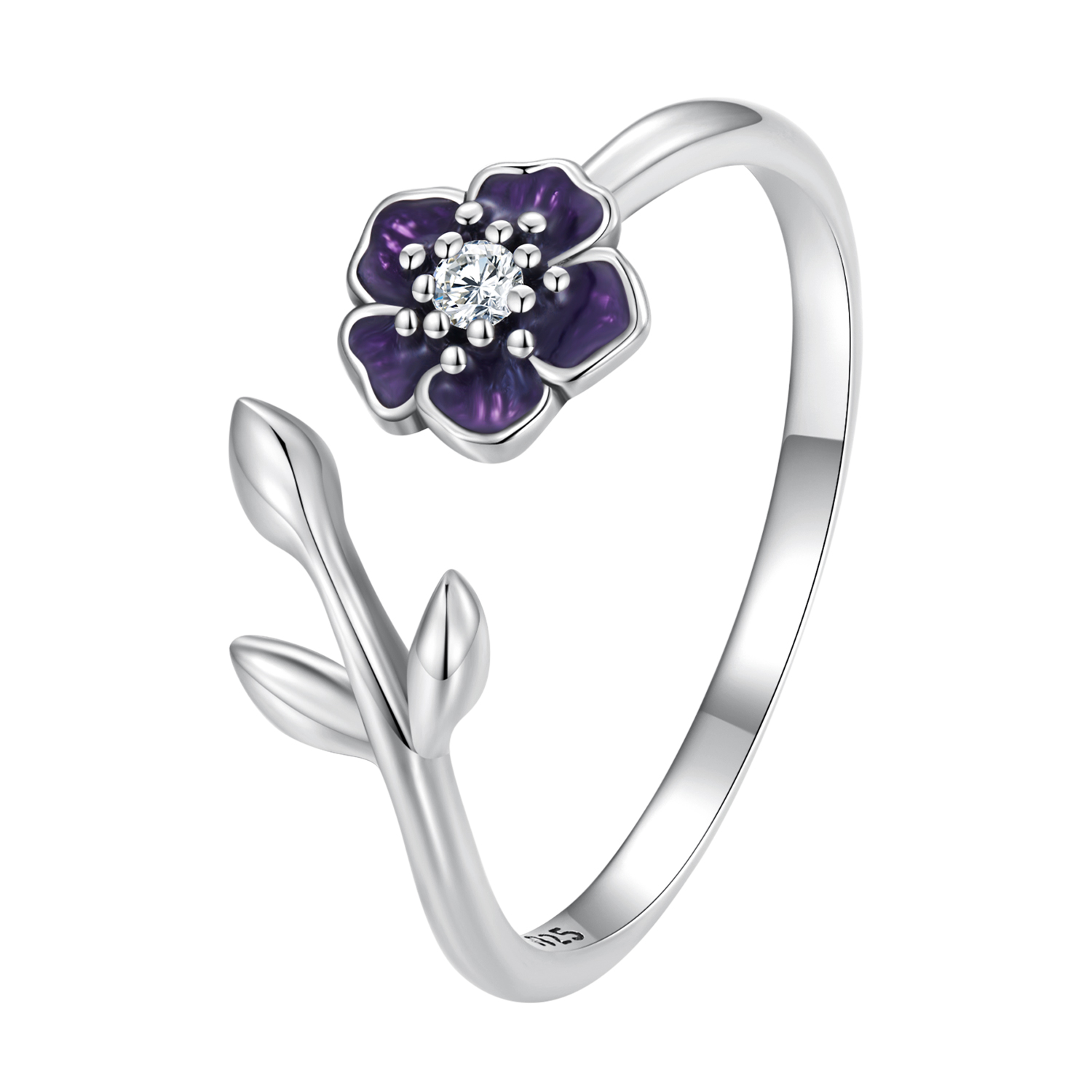 bague ouverte style pandora avec fleur bsr394