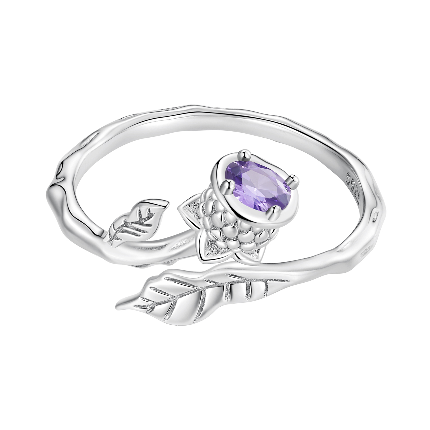 bague ouverte style pandora avec motif chardon bsr397