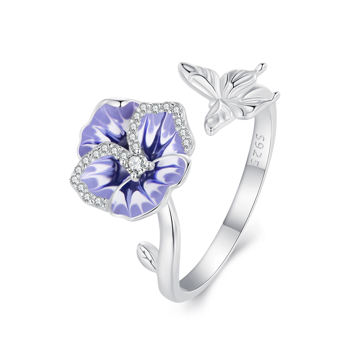 bague style pandora avec motif pansy bsr452 e