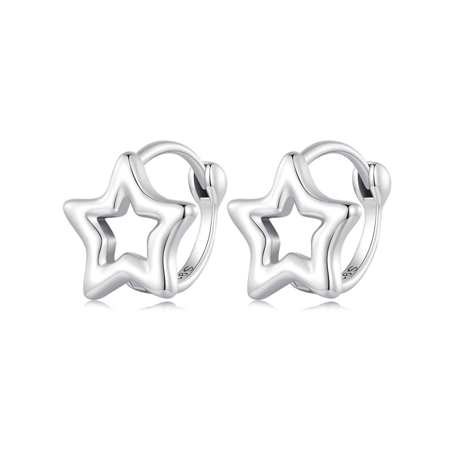boucles d'oreilles créoles style pandora avec étoile bse896