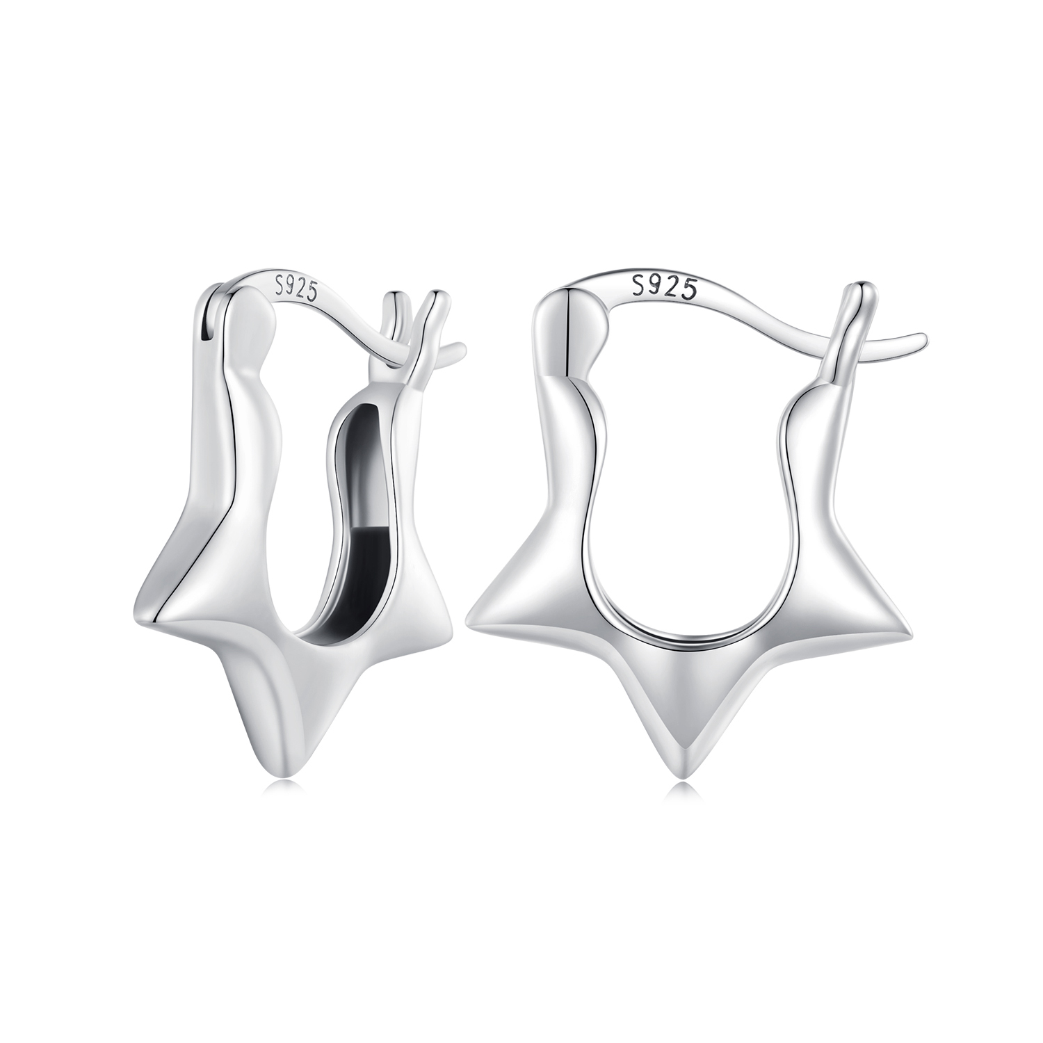 boucles d'oreilles créoles style pandora avec étoile sce1615