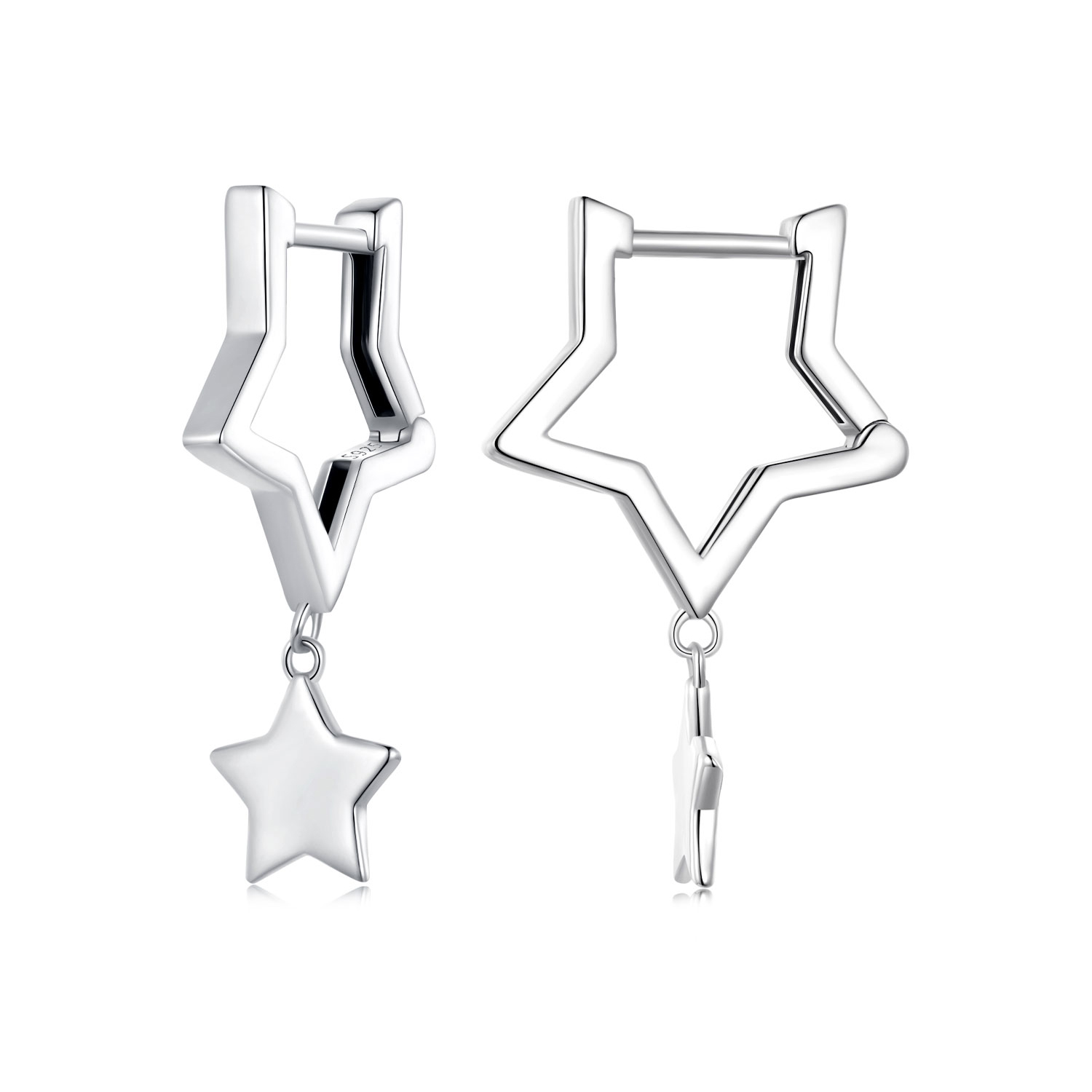 boucles d'oreilles créoles style pandora avec étoile sce1621