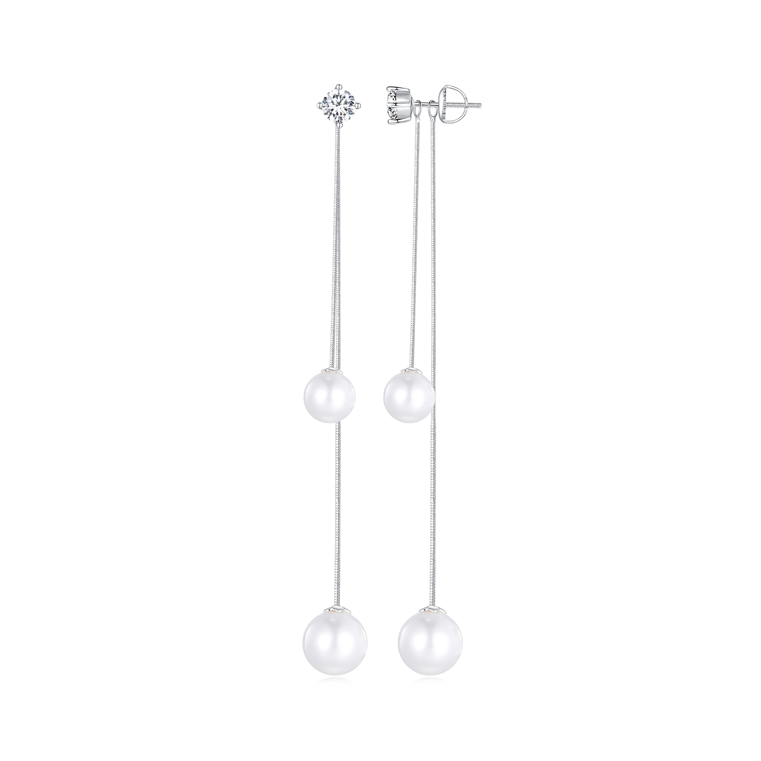 boucles d'oreilles pendantes à perles style pandora avec pompon bse890