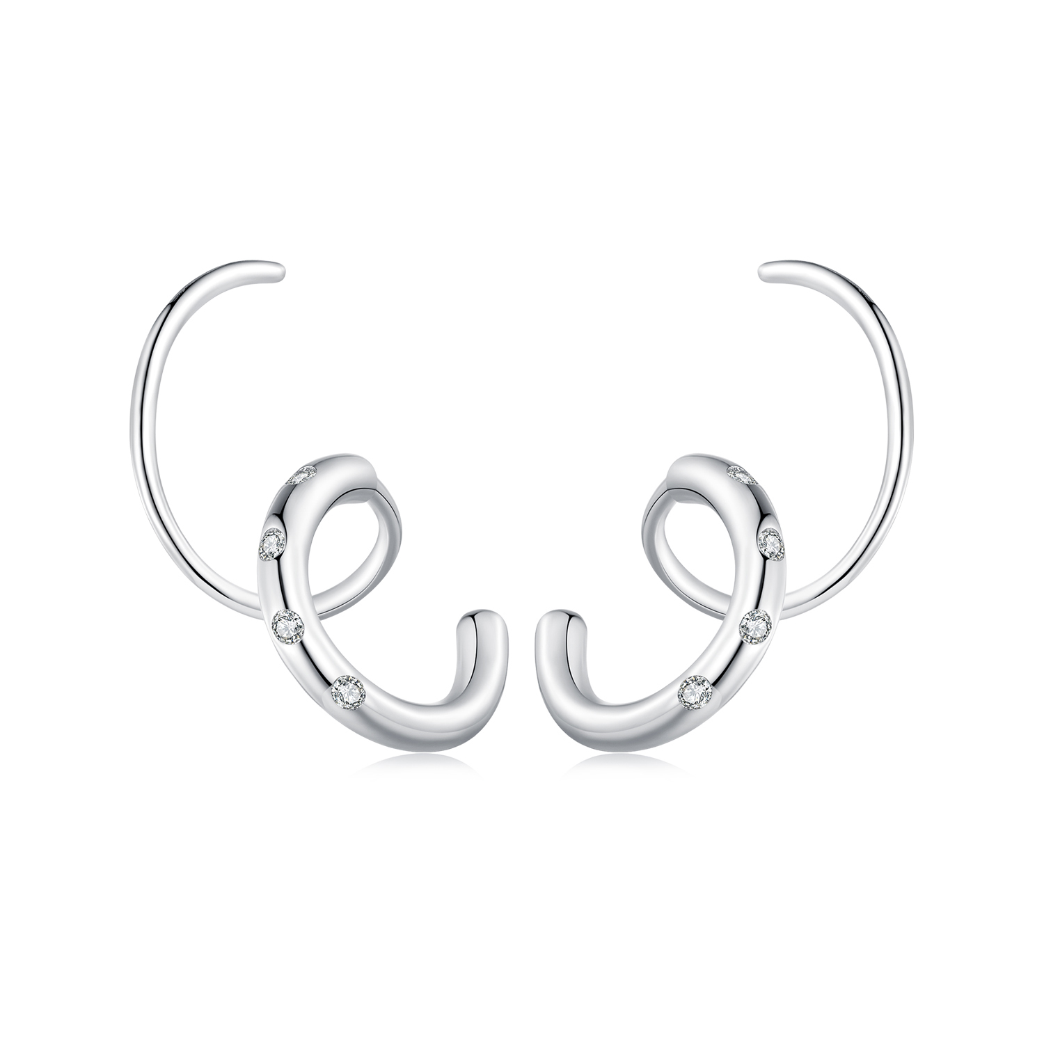 boucles d'oreilles à double anneau style pandora sce1652