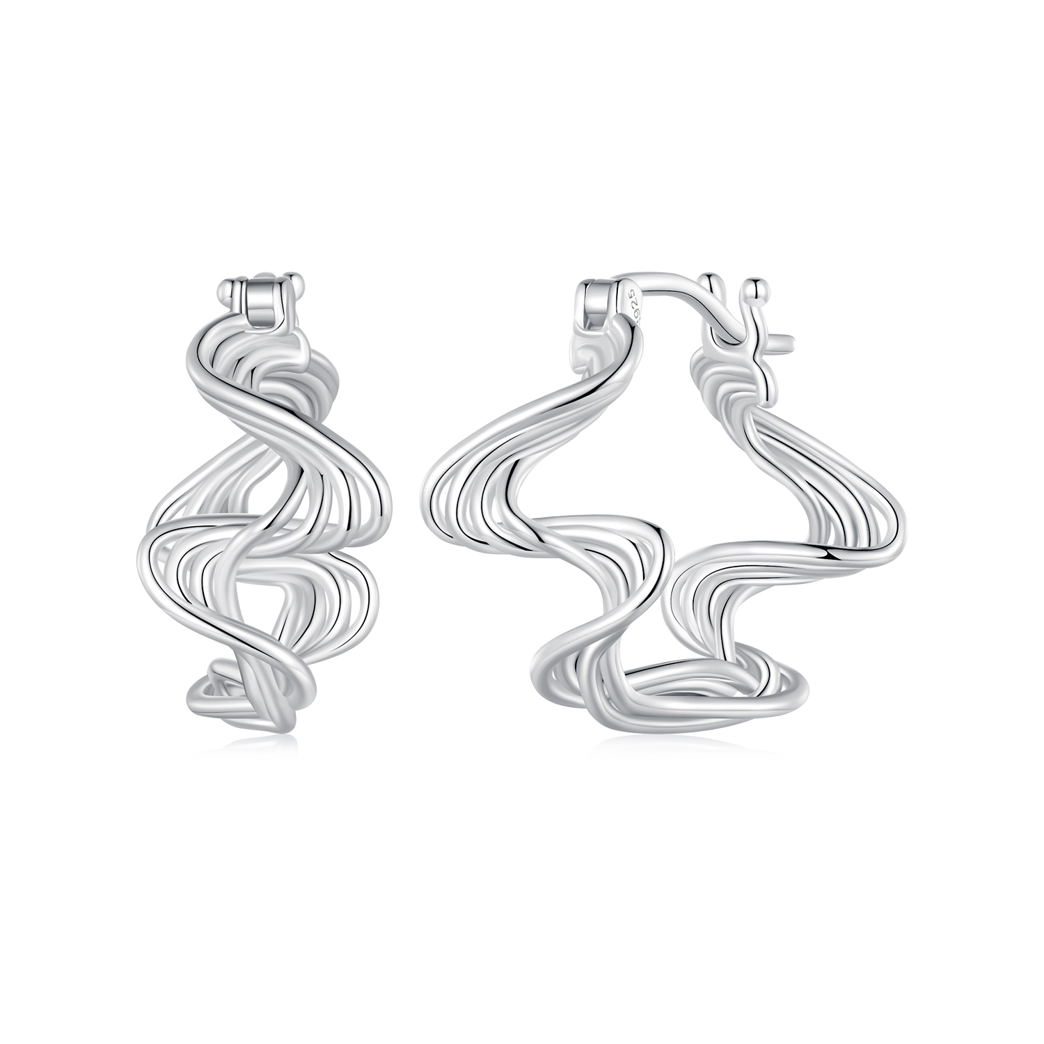 boucles d'oreilles à style pandora avec des vagues bse907