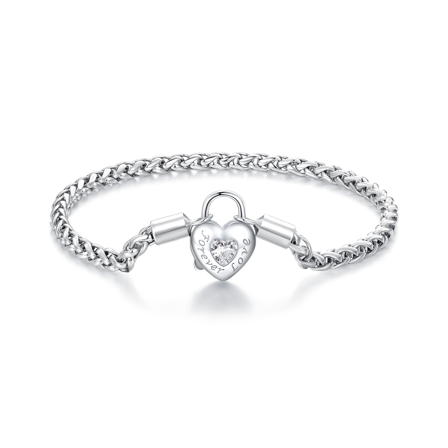 bracelet chaîne de base avec cadenas en forme de cœur style pandora bsb147