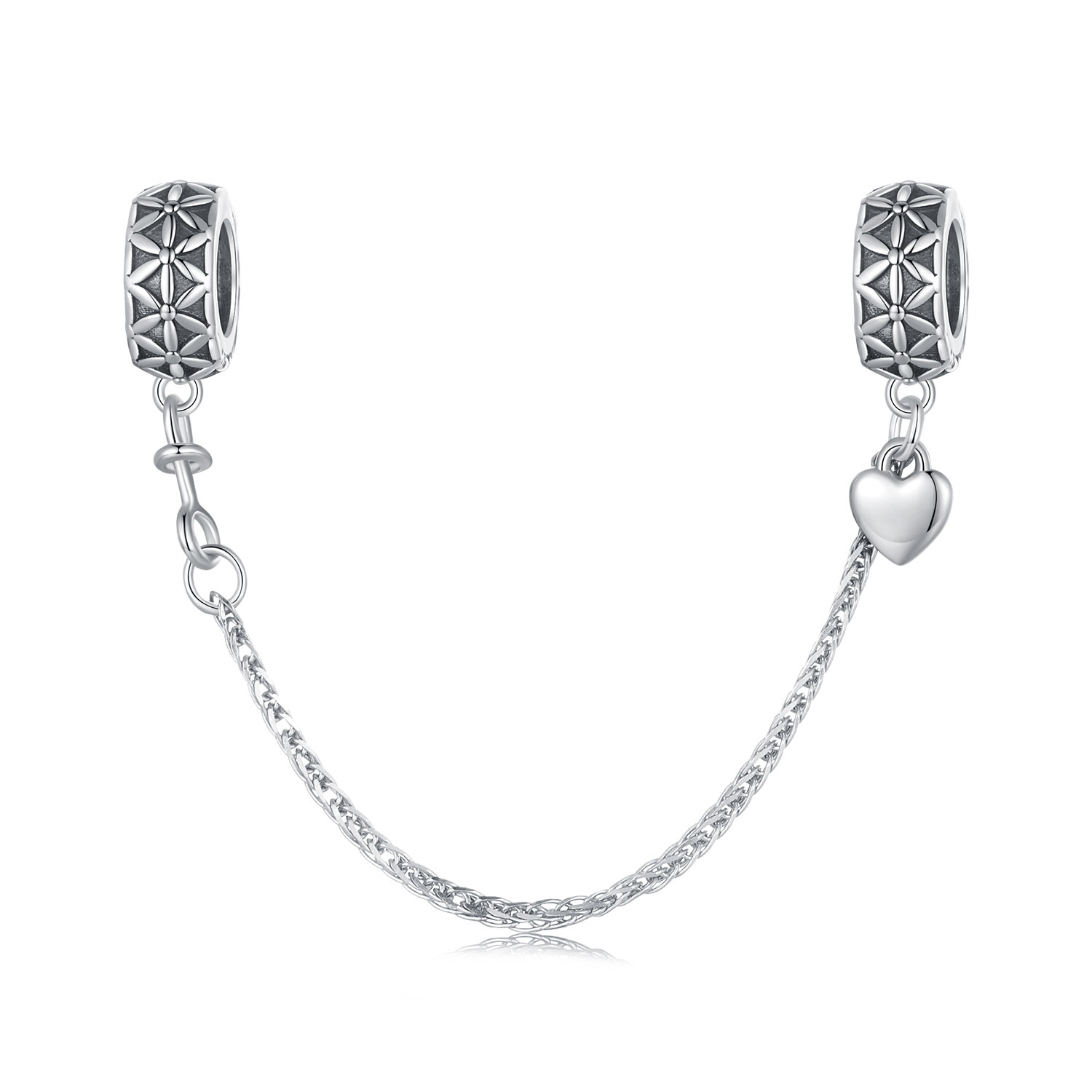 chaîne de sécurité en silicone de style pandora avec motif fleur de vie scc2632