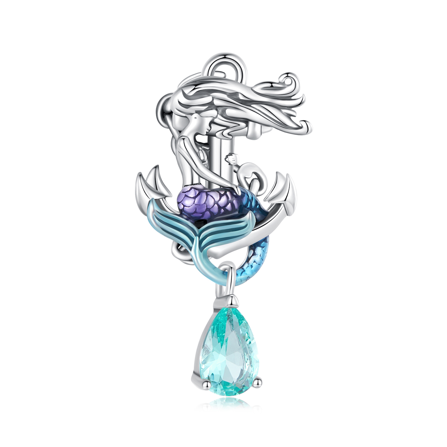 pendentif en forme de sirène et ancre de style pandora bsc903