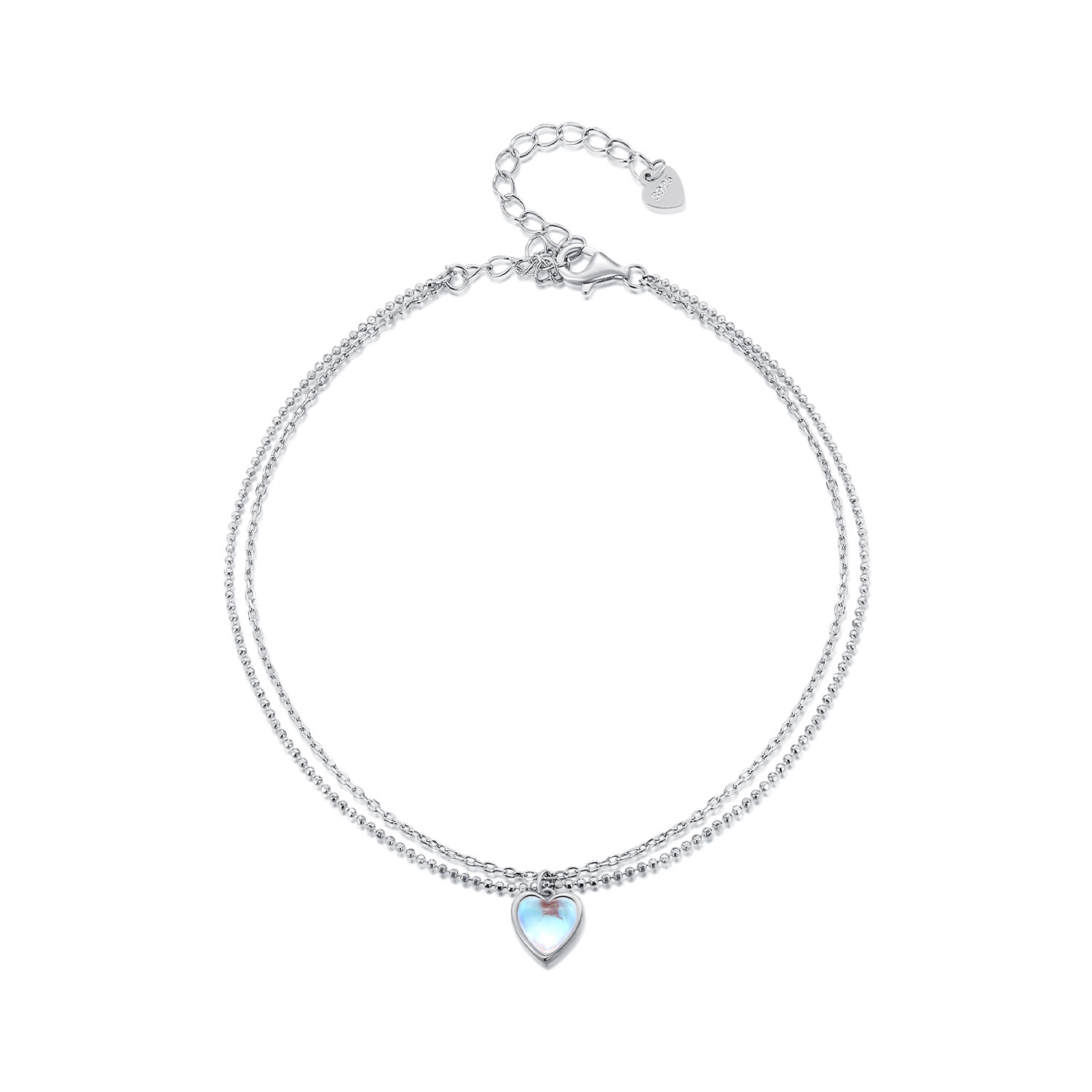 style pandora cheville à double couche en forme de coeur sct024