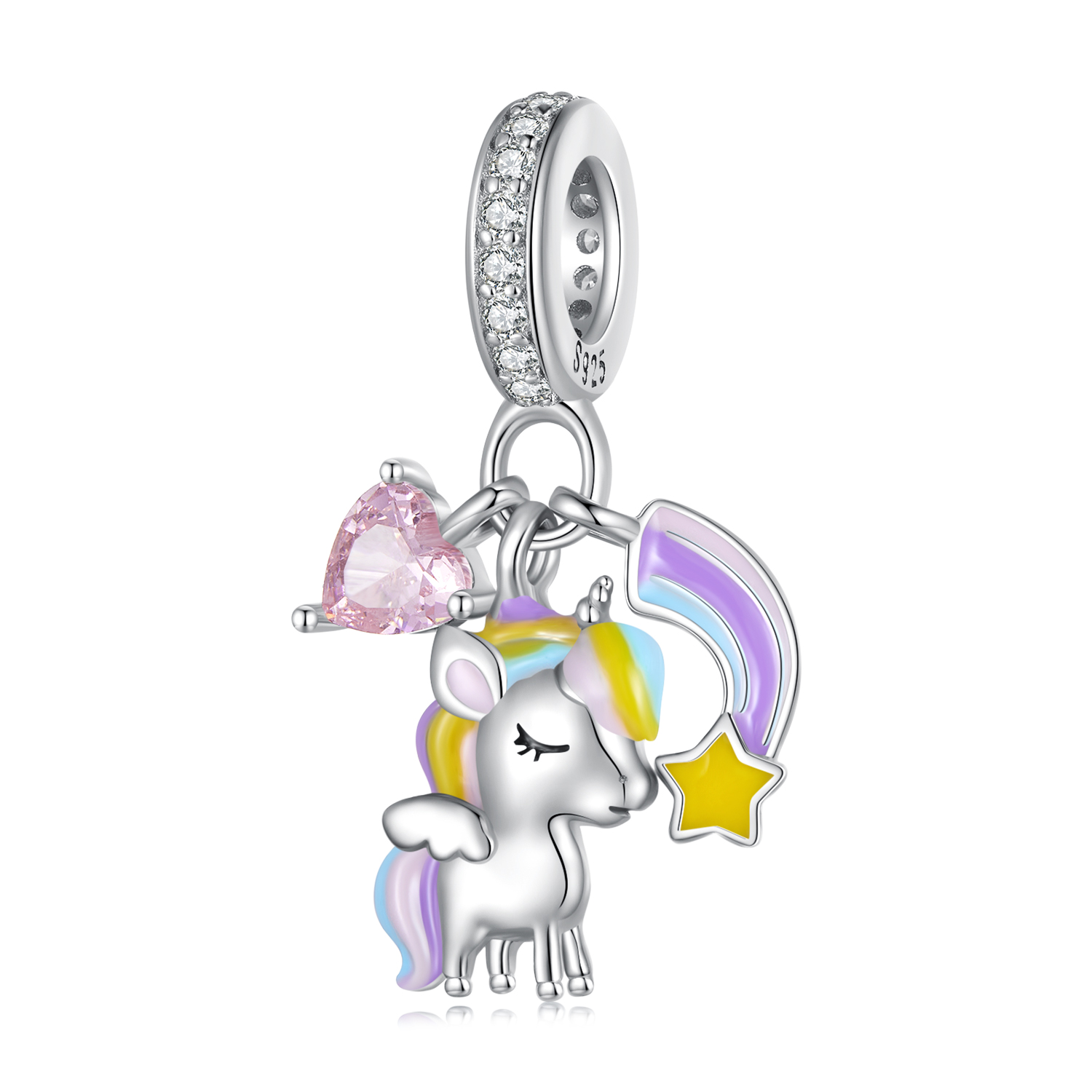 style pandora licorne arc en ciel à pendre scc2468