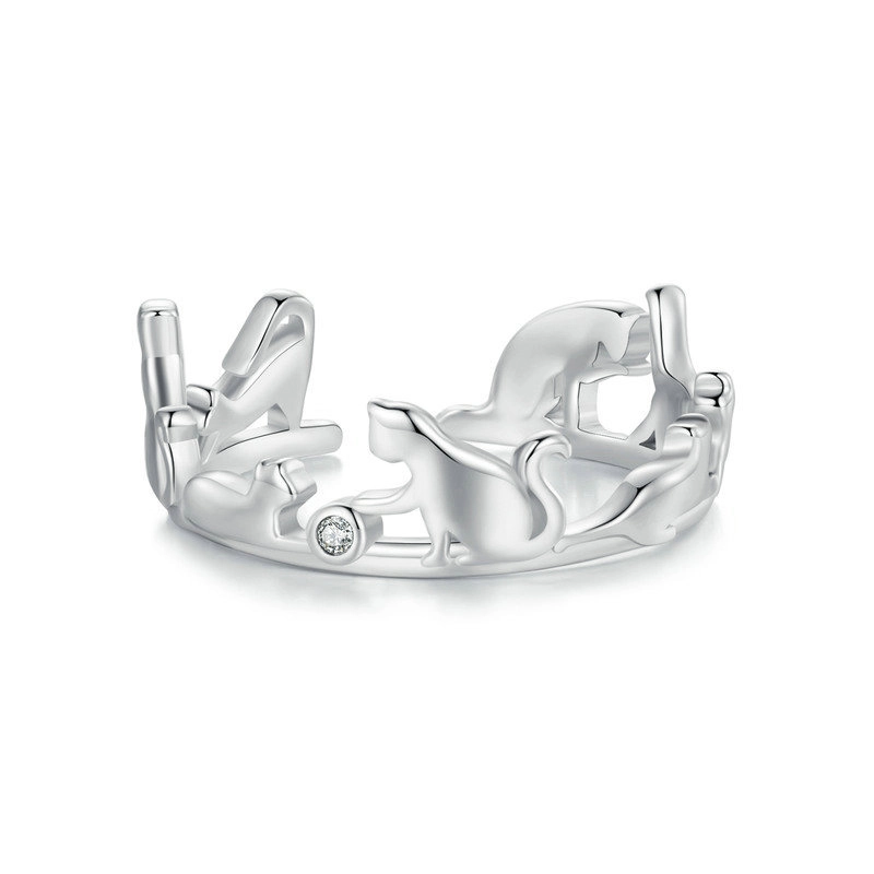 (image pour) Bague de style Pandora avec chat - SCR944-E