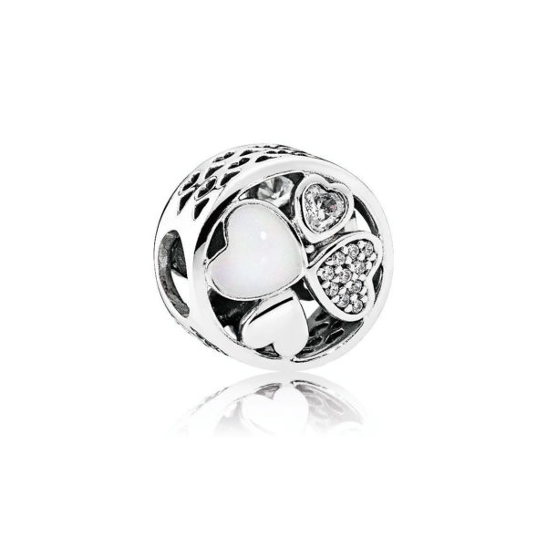 (image pour) PANDORA - Charm Coeurs d'amour Blanc - 792143cz