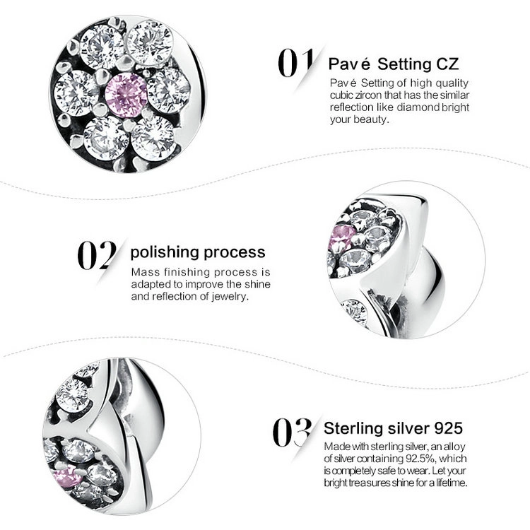 (image pour) Charm espaceur Style PANDORA Guirlande Rose - SCC101 - Afficher 3